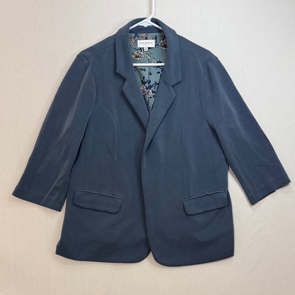 Skies Are Blue Dark Slate Blue Blazer Jacket